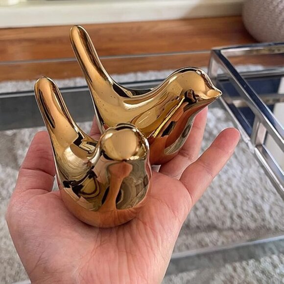 Small Birds Statues Gold Home Decor Modern Style Figurine Decorative Ornaments - Picture 5 of 13